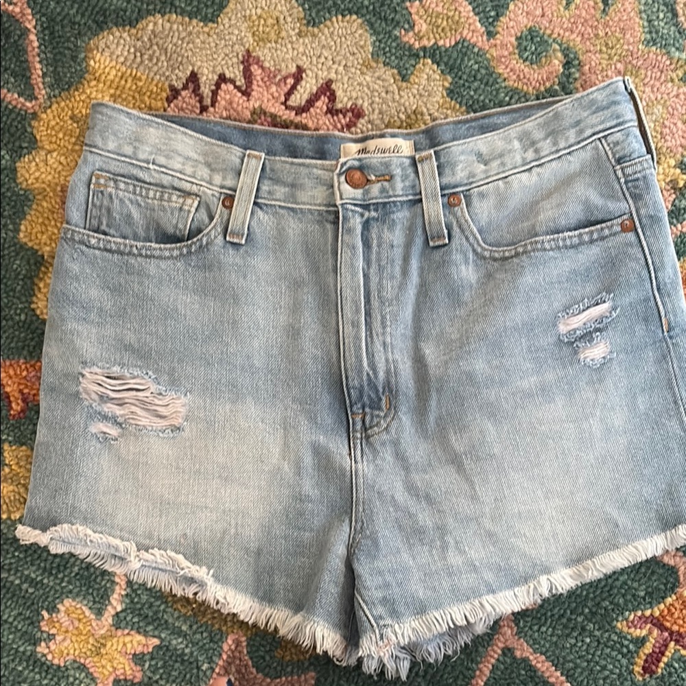 Madewell Momjean Shorts Distressed High-Waisted